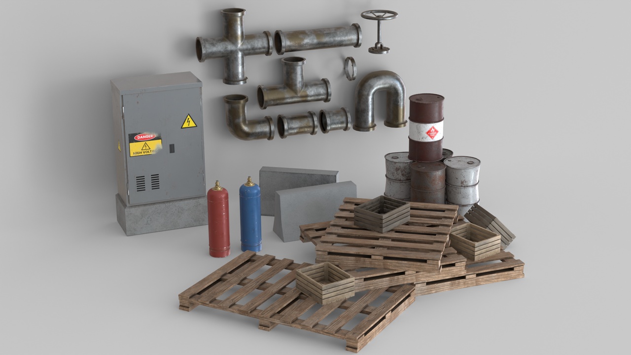 Industrial Props Pack Vol 01 Low-poly | Fab