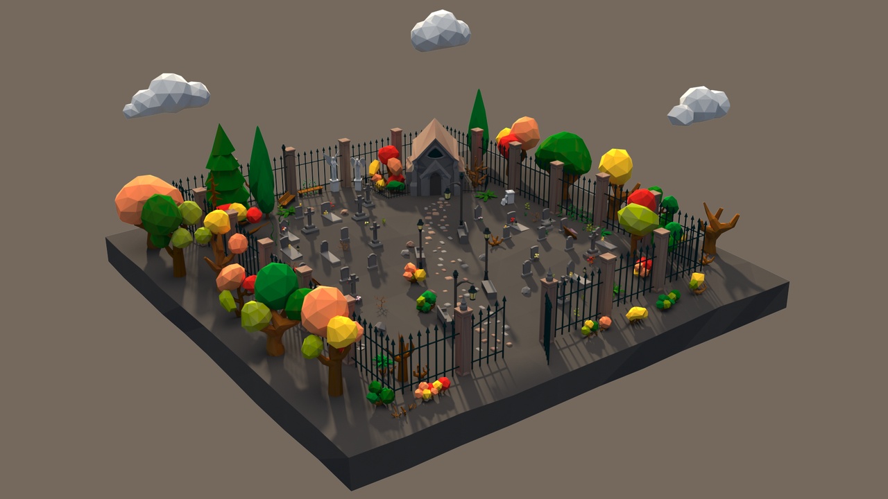Media 1 for listing Low Poly Cemetery Scene Assets