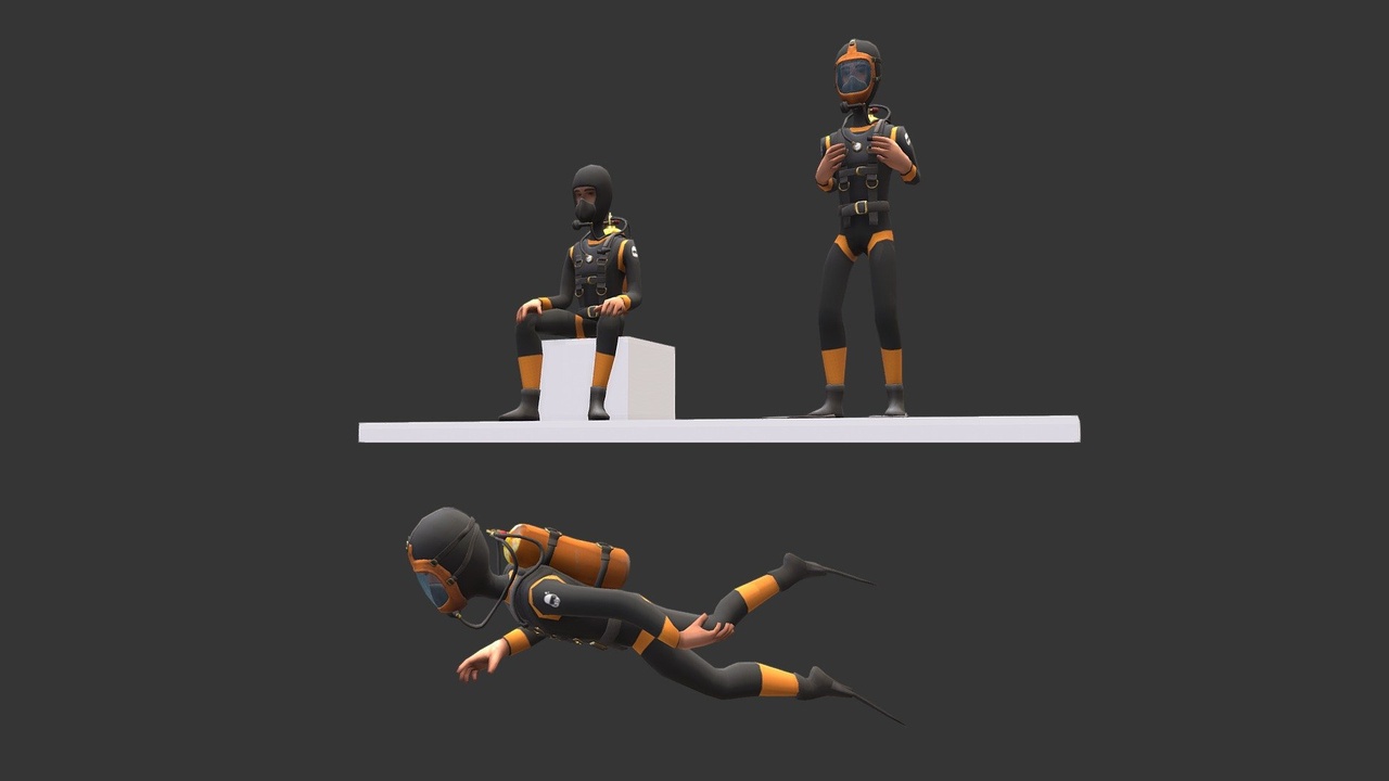 Media 1 for listing Character Diver Lowpoly rigged