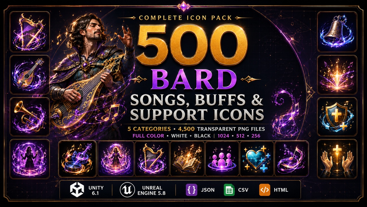 Media 1 for listing 500 Bard Songs, Buffs & Support Ability Icons