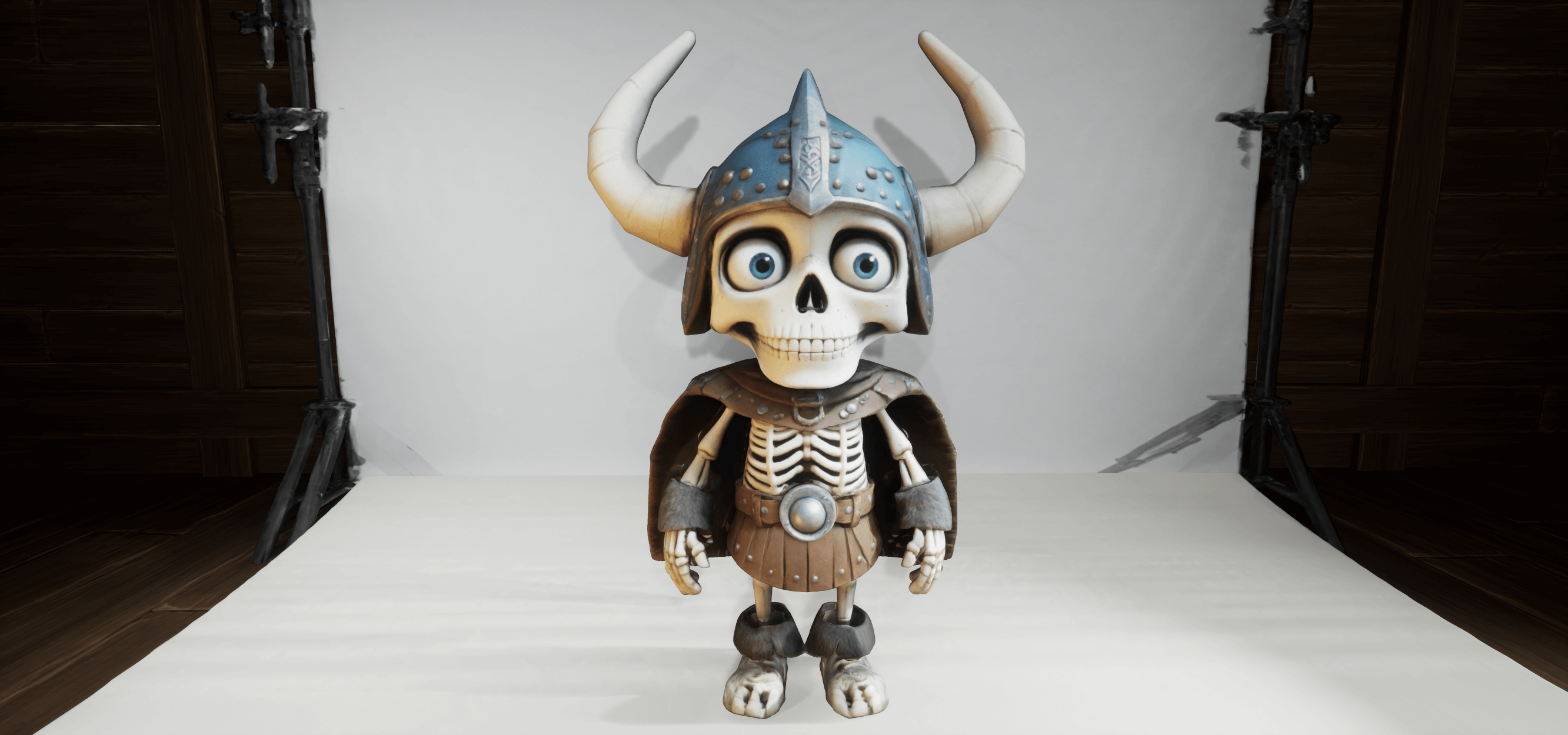 Skeleton Viking Cartoon Character Prop | Fab