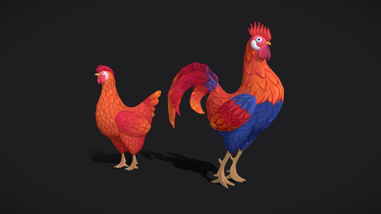 Media 1 for listing Handpainted rooster and hen