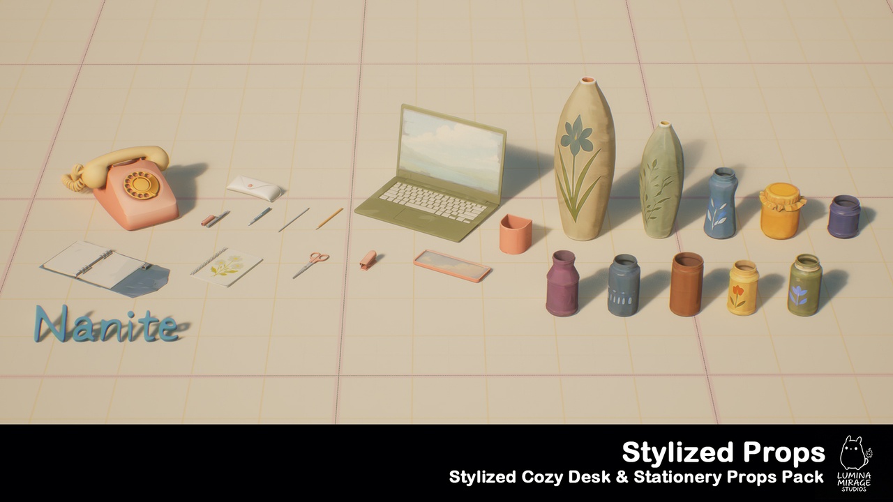 Media 1 for listing Stylized Cozy Desk & Stationery Props Pack