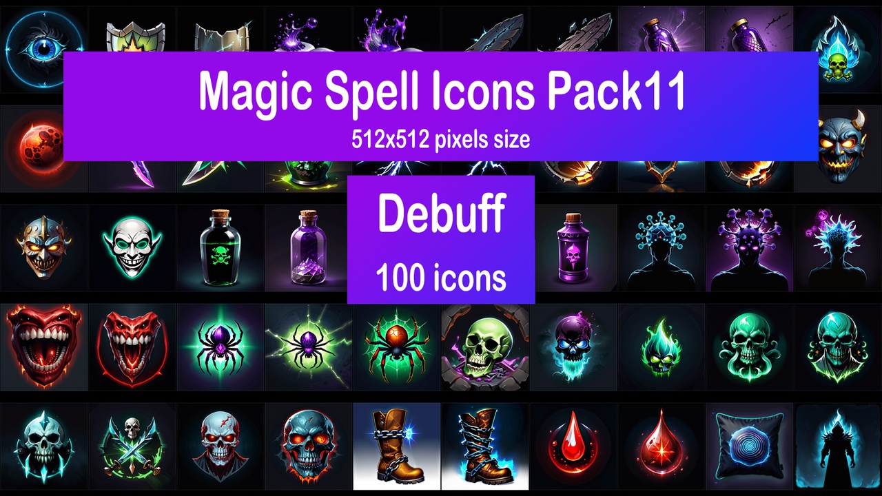 Media 1 for listing Magic Spell Icons Pack11 - Debuff