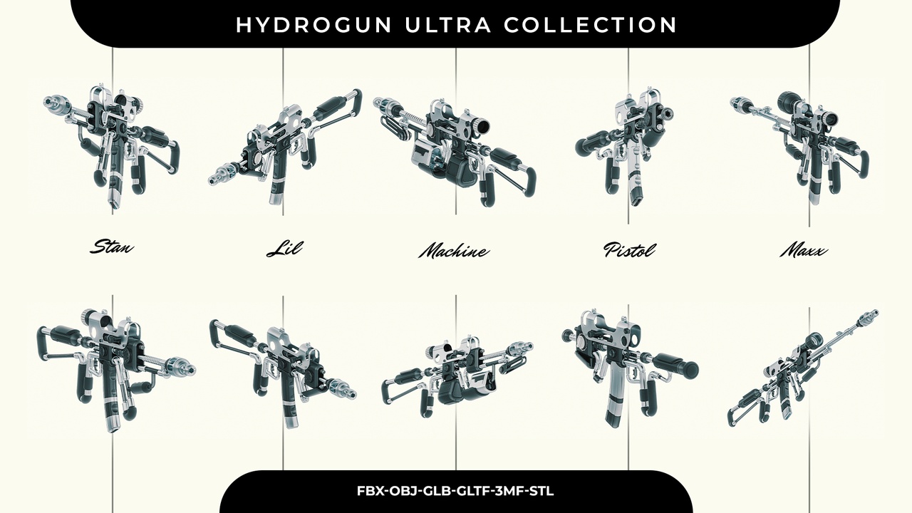 Media 1 for listing HYDROGUN ULTRA COLLECTION - Unique Sci-Fi Water-Themed Weapons