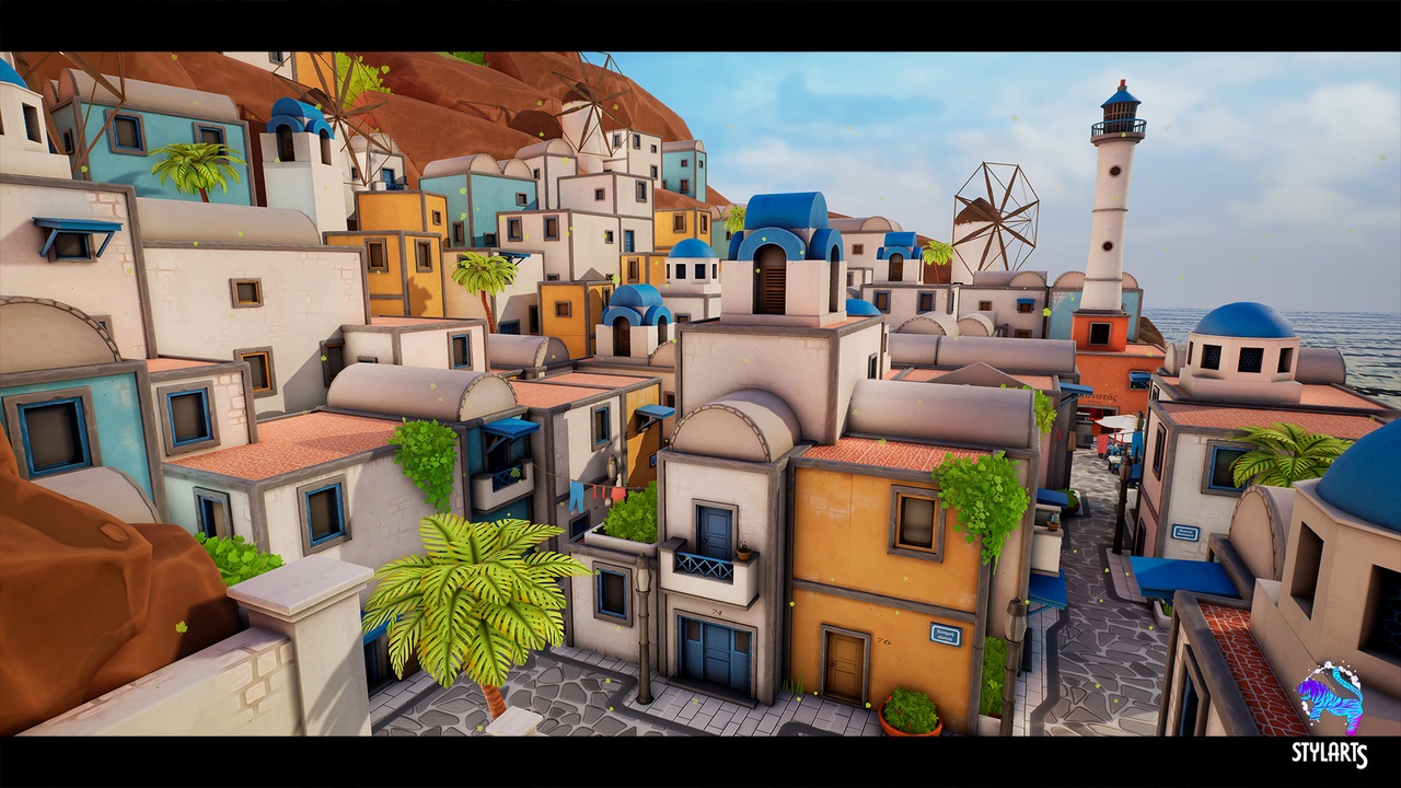 Media 1 for listing Stylized Greek Island ( Stylized Greek Island Greek Island Island Low Poly 3D )
