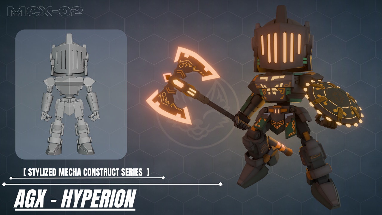 Media 1 for listing AGX-HYPERION - 3D MODEL Mecha Knight Stylized ( Hand-paint)