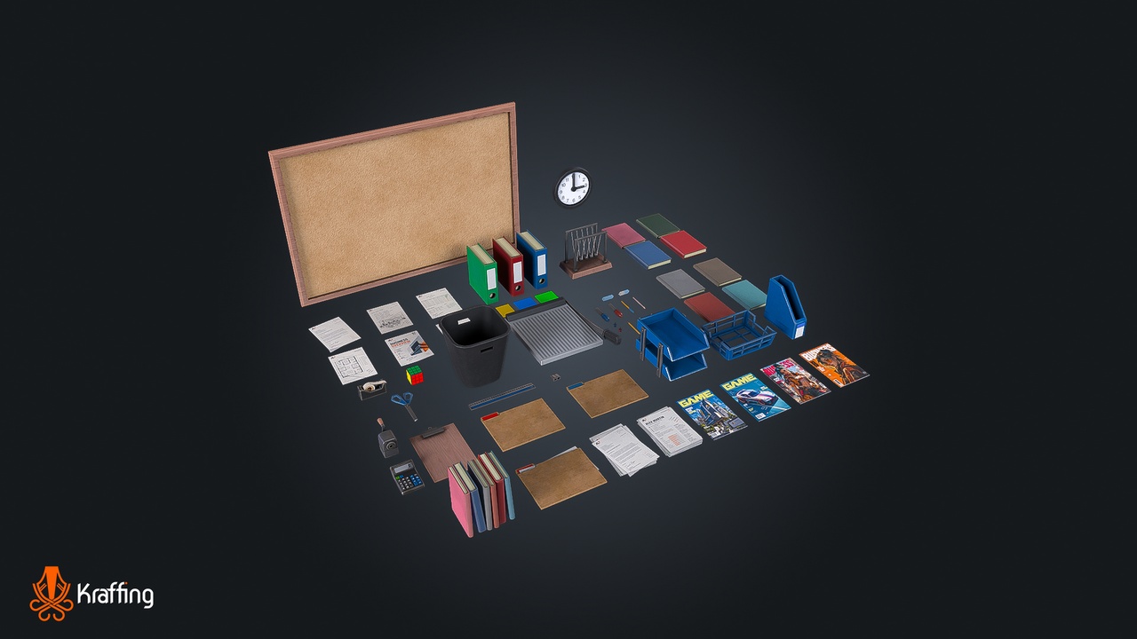 Media 1 for listing Office Stationery V1 - Desk Accessories – Game Ready PBR