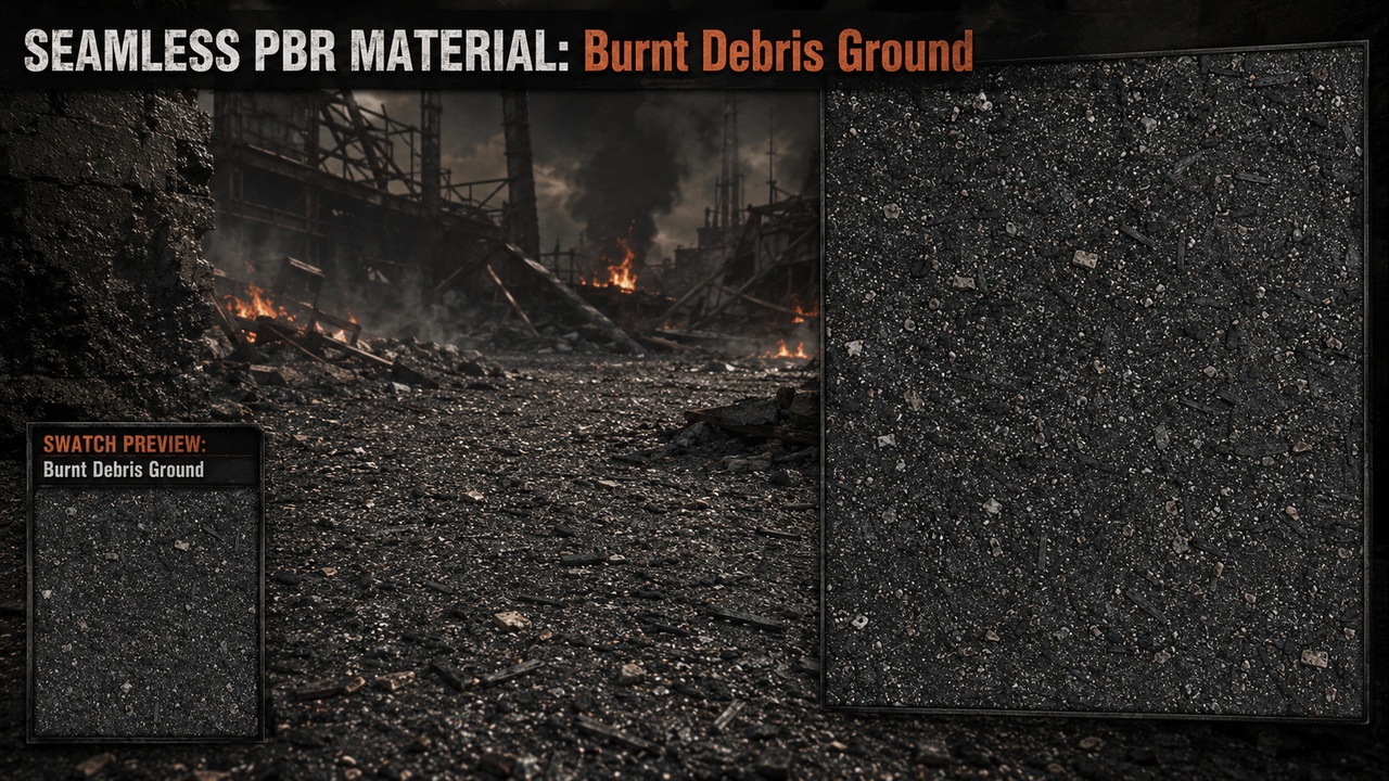 Media 1 for listing Debris & Rubble Destruction Ground Materials - 10 Seamless 4K PBR Textures UE5