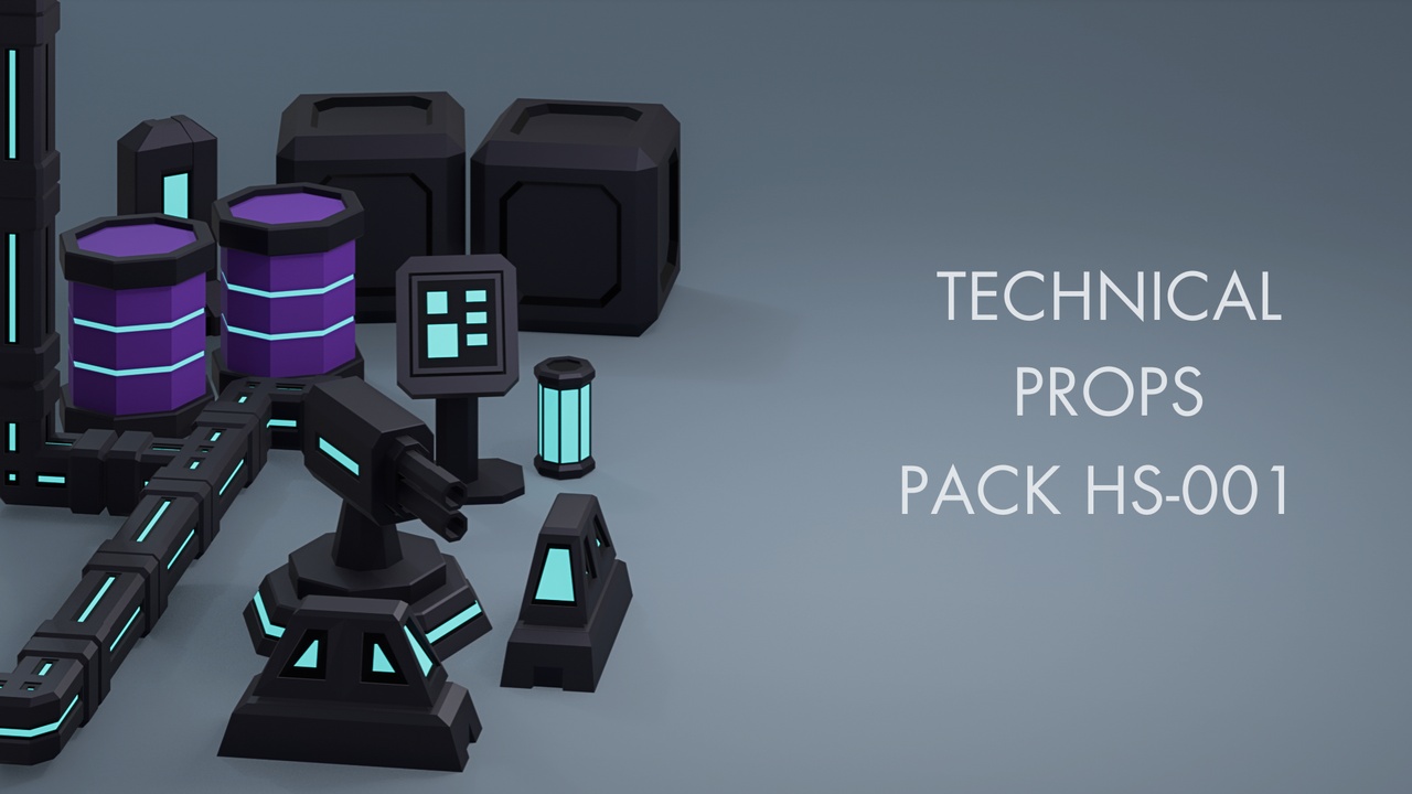 Media 1 for listing Low Poly Sci-Fi Technical Props Pack HS-001