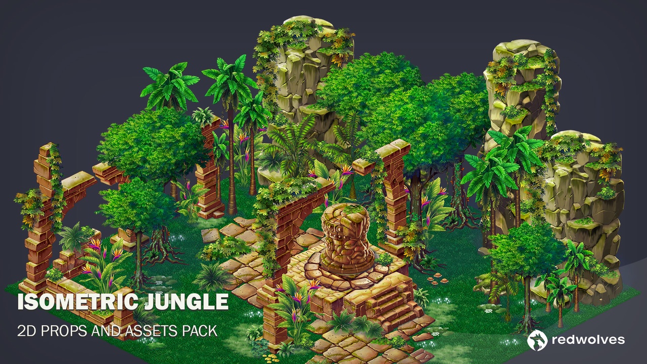 Media 1 for listing ENV004: 2D Isometric Jungle and Ruins Sprite Set for Unity