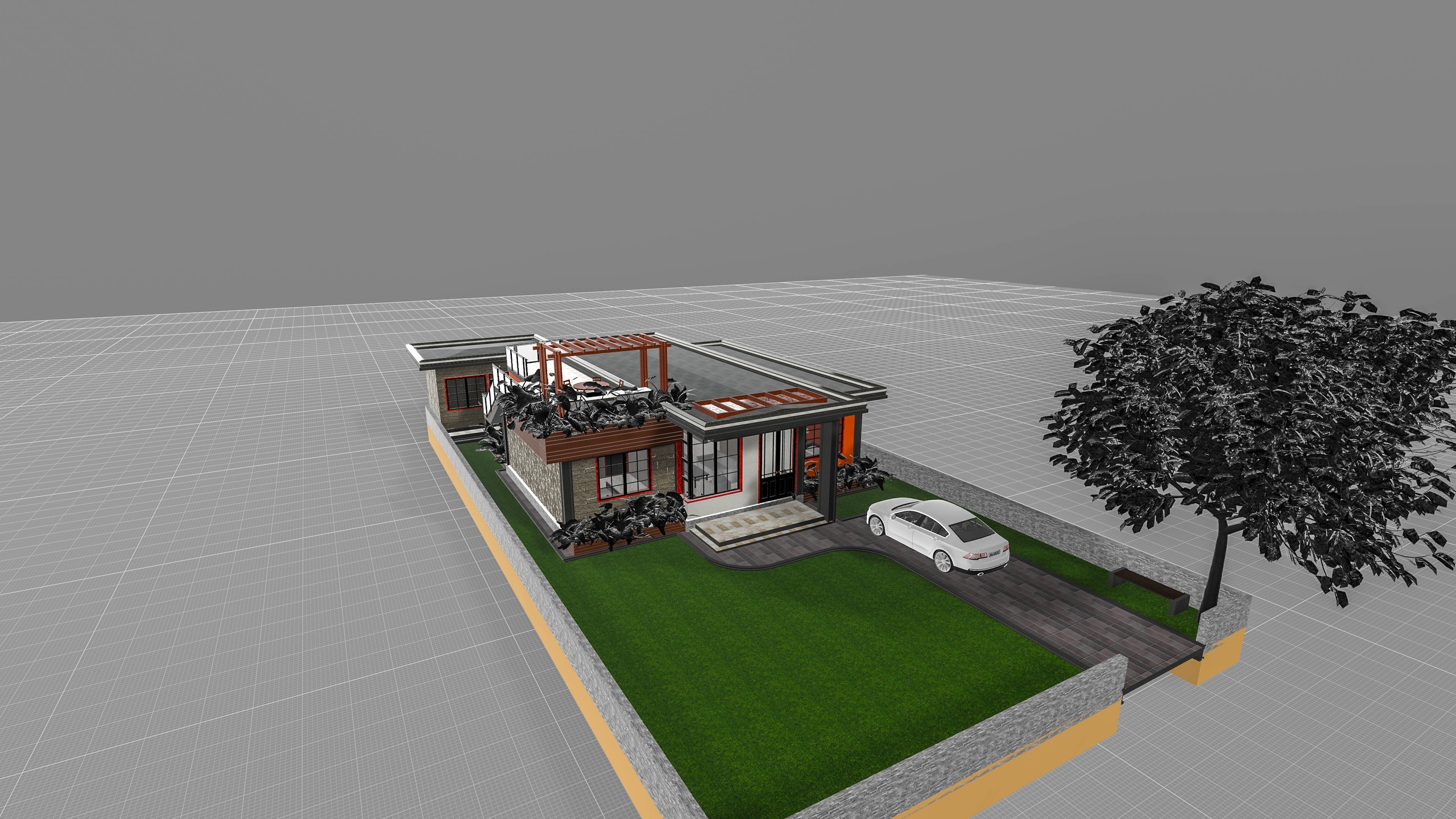 Media 1 for listing Modern Flat Roof Residential House with Rooftop Terrace