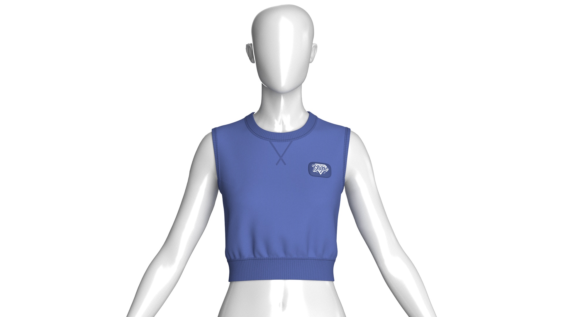 Media 1 for listing Girls Ribbed Sleeveless Crop Top With Patch
