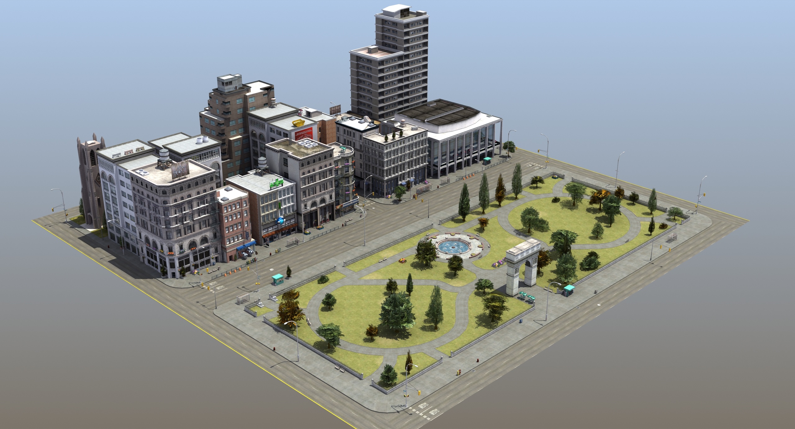 Media 1 for listing Game Ready Urban Park Block 3D Model