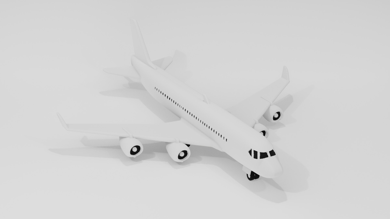 Media 1 for listing Commercial Airplane 3D Model – Low Poly Aircraft