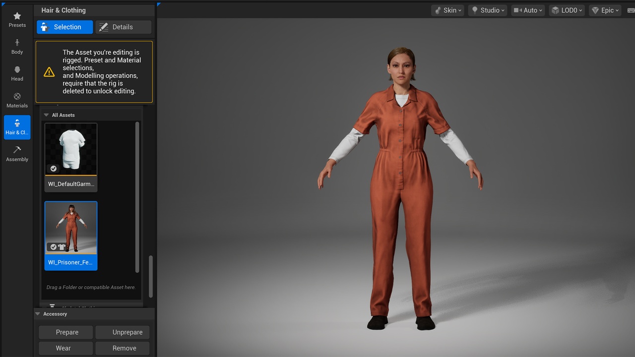 Parametric Prisoner Outfit - Rigged to Metahumans and Epic Skeleton UE5 ...