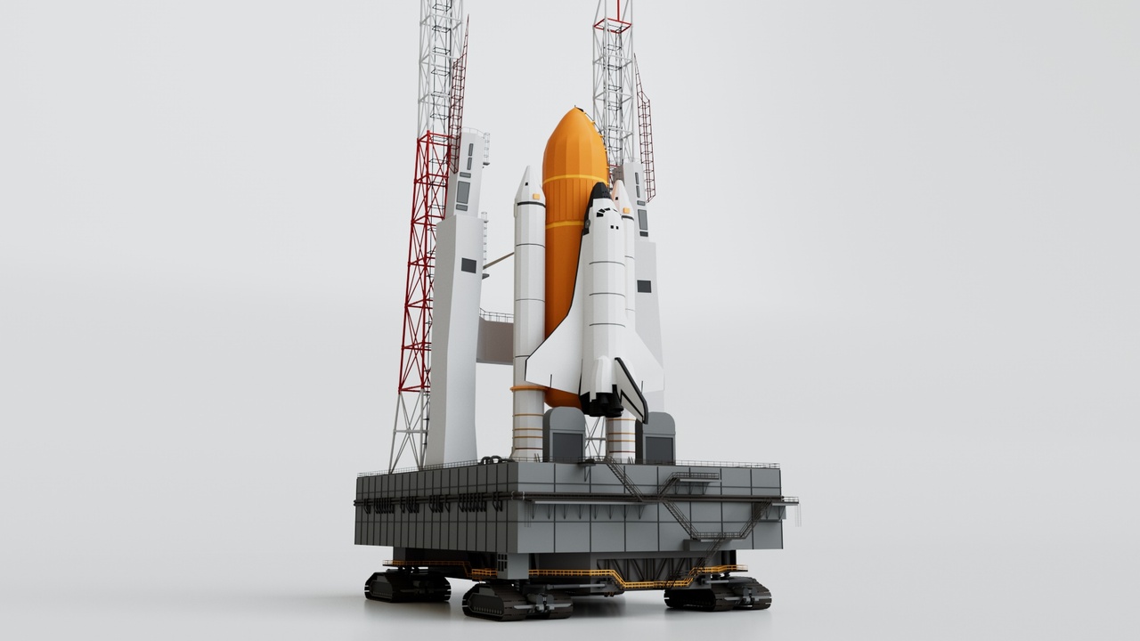 Media 1 for listing Nasa Crawler Mobile Launch Platform and Space Shuttle Rocket - Game Ready