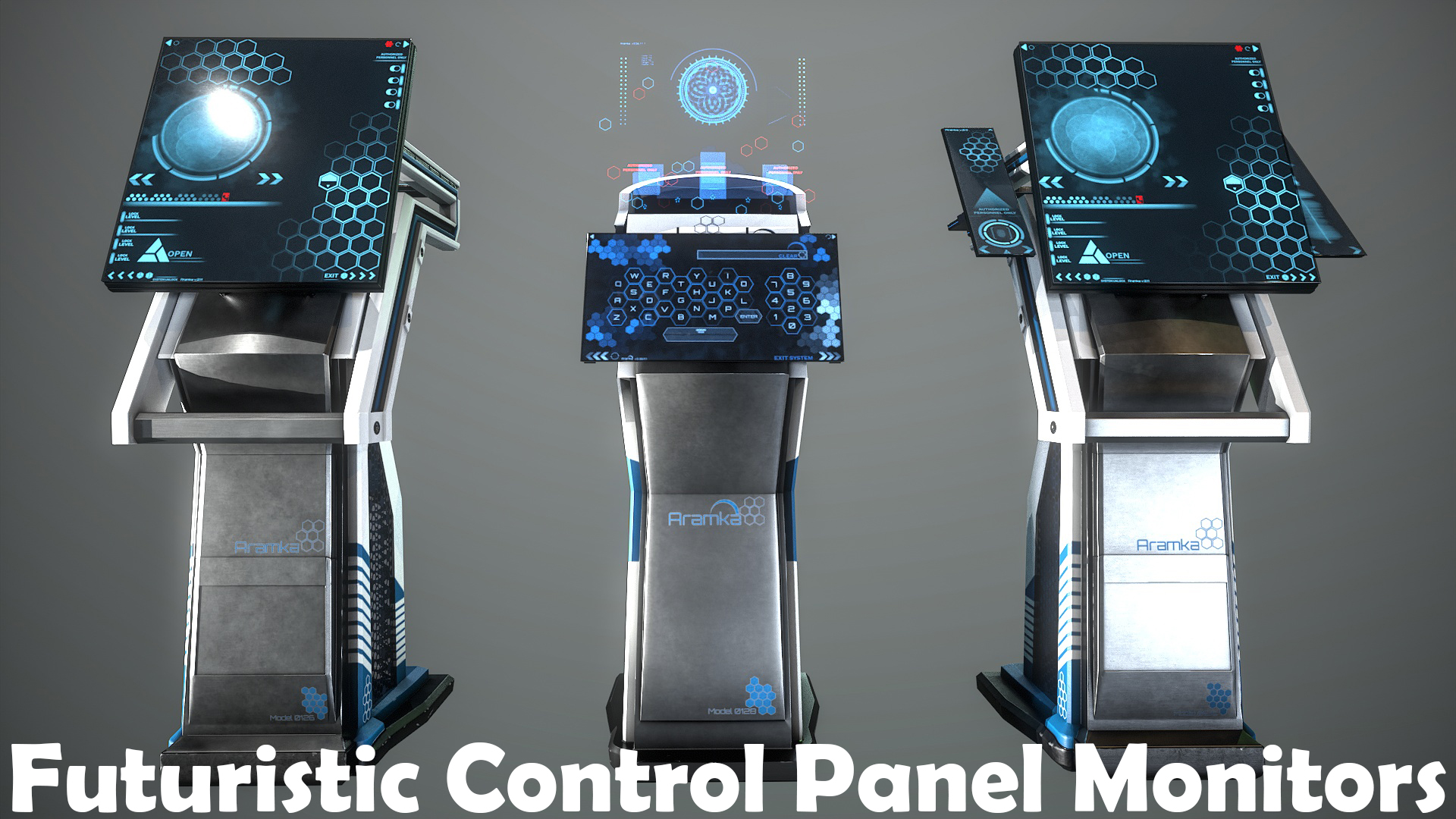 Futuristic Control Panel Monitors Touchscreen Hud Sci-fi | Fab