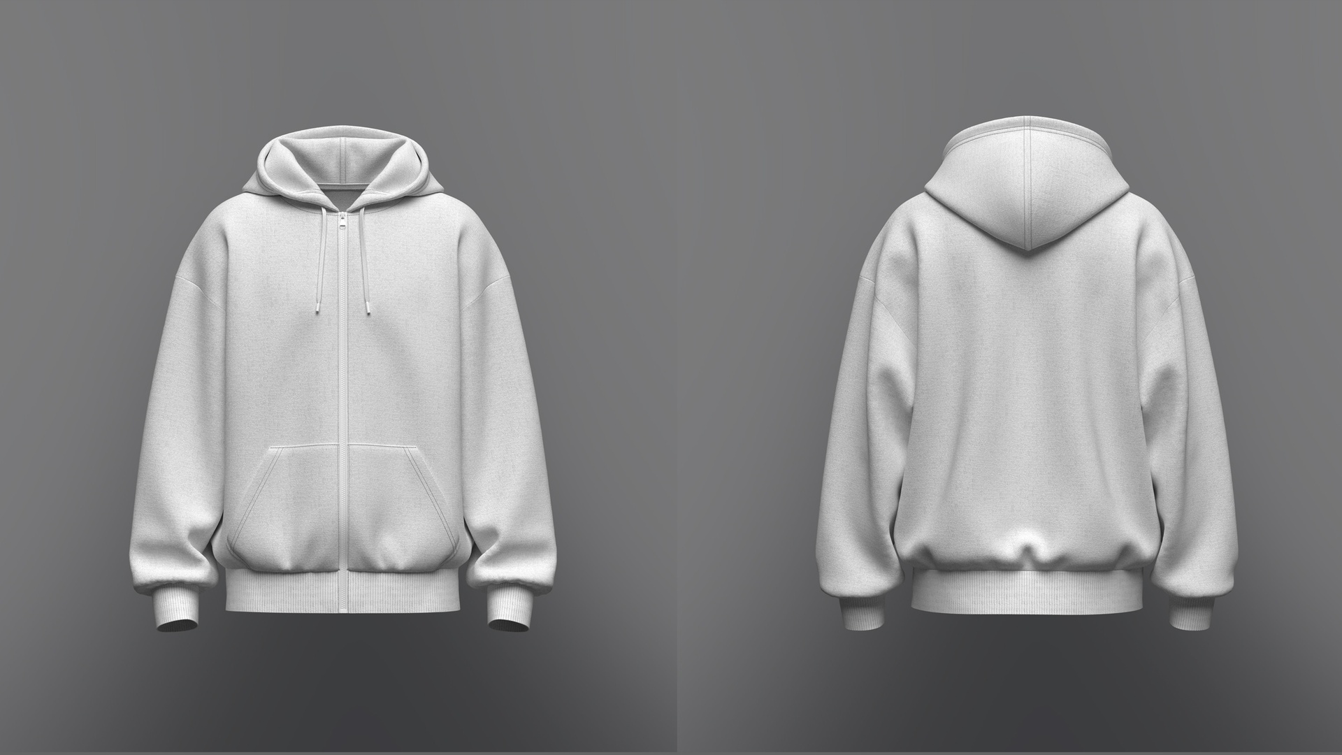 Media 1 for listing Men's Oversize Front Zip Hoodie