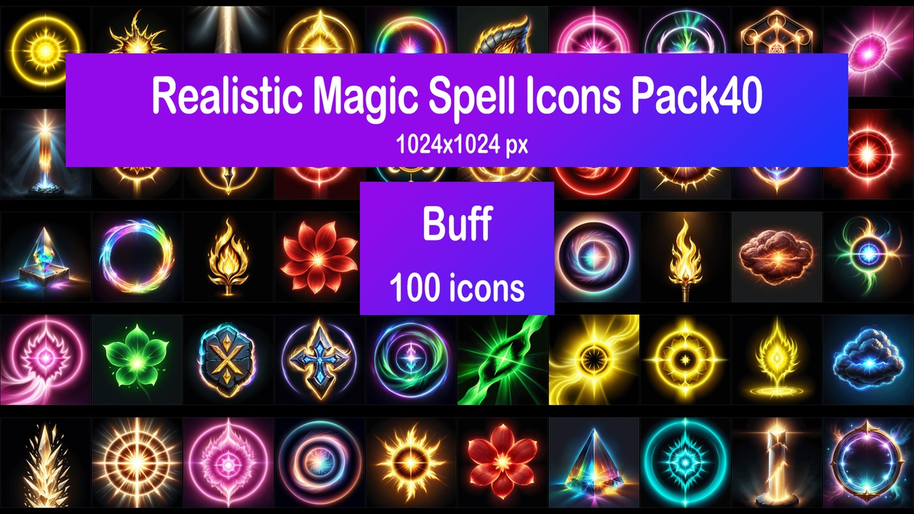 Media 1 for listing Realistic Magic Spell Icons Pack40 - Buff
