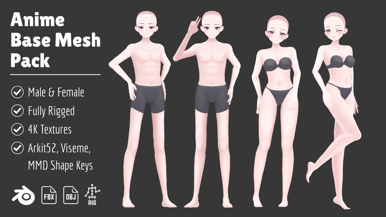Media 1 for listing Anime Character Base Mesh Pack