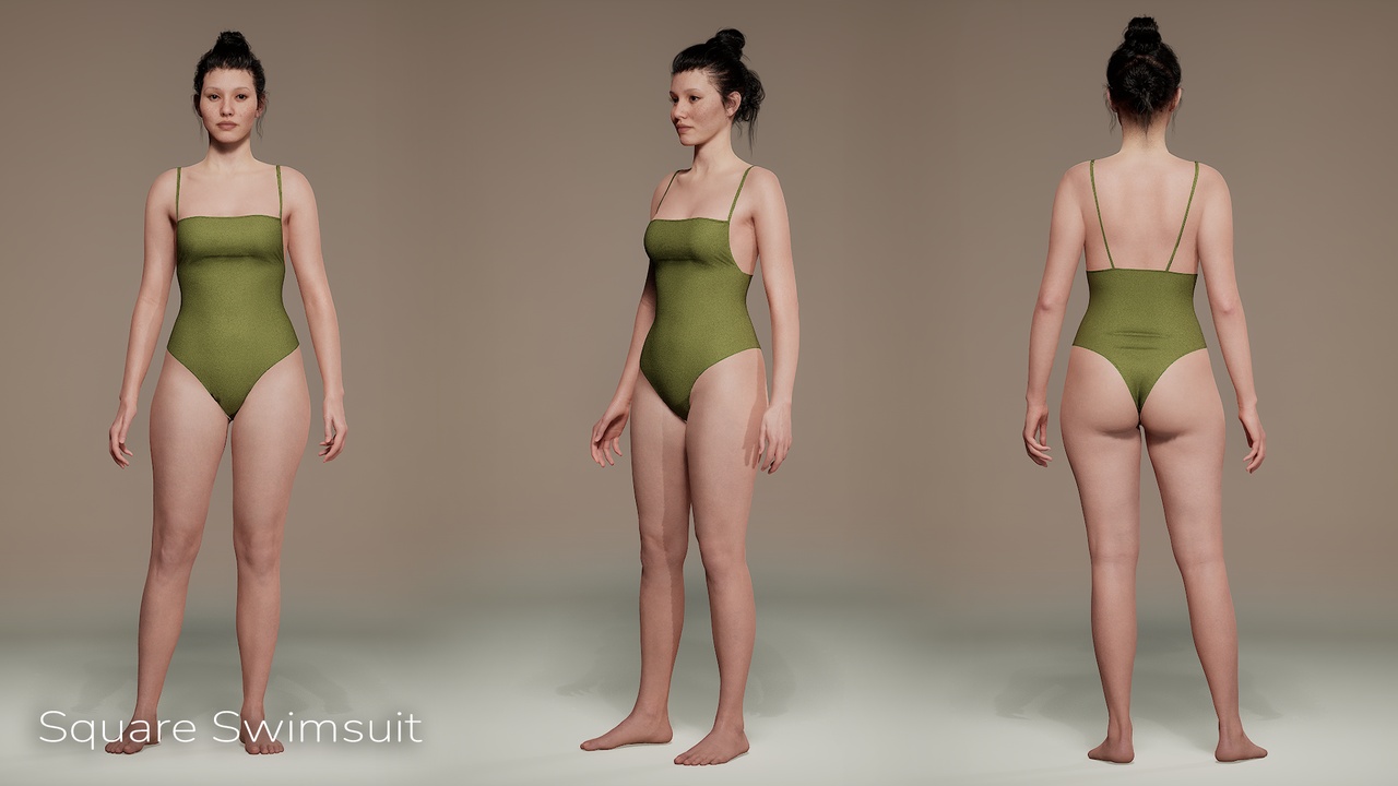 Media 1 for listing Square Swimsuit - MetaHuman Compatible - Female Bodies - Blender & FBX Files
