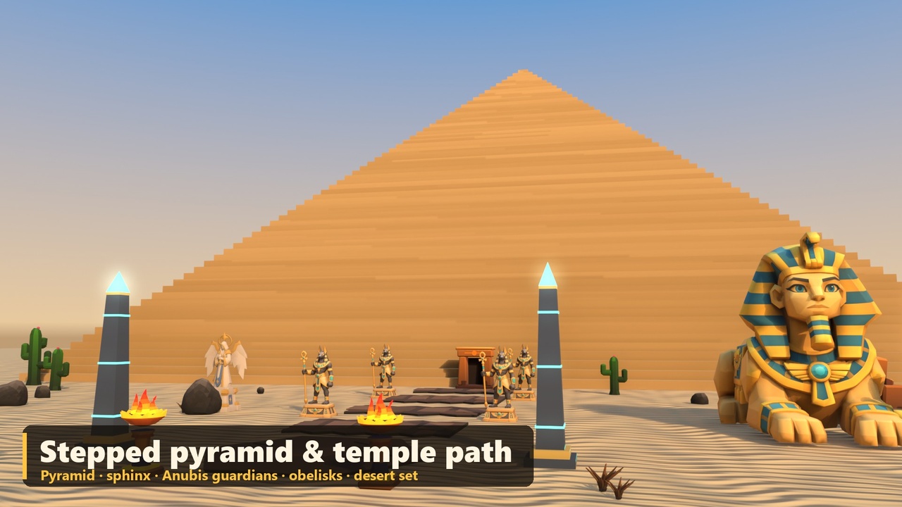Media 1 for listing Low Poly Egypt Kit - Pyramid, Sphinx, Tomb (Ancient Egyptian Environment)
