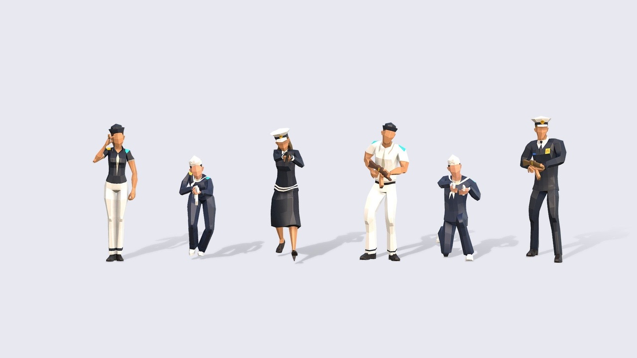 商品 Low Poly Naval Force Soldiers - Animated & Rigged 的媒体 1