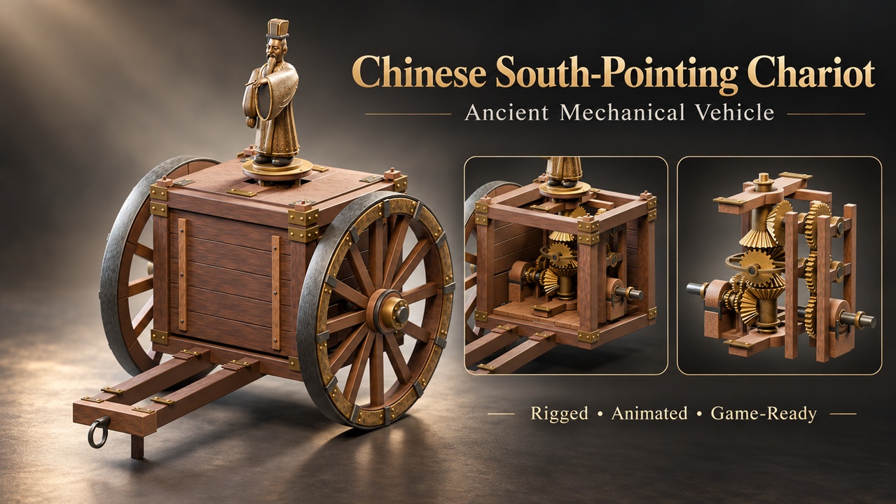 Media 1 for listing Ancient Chinese South-Pointing Chariot – Rigged Mechanical Vehicle