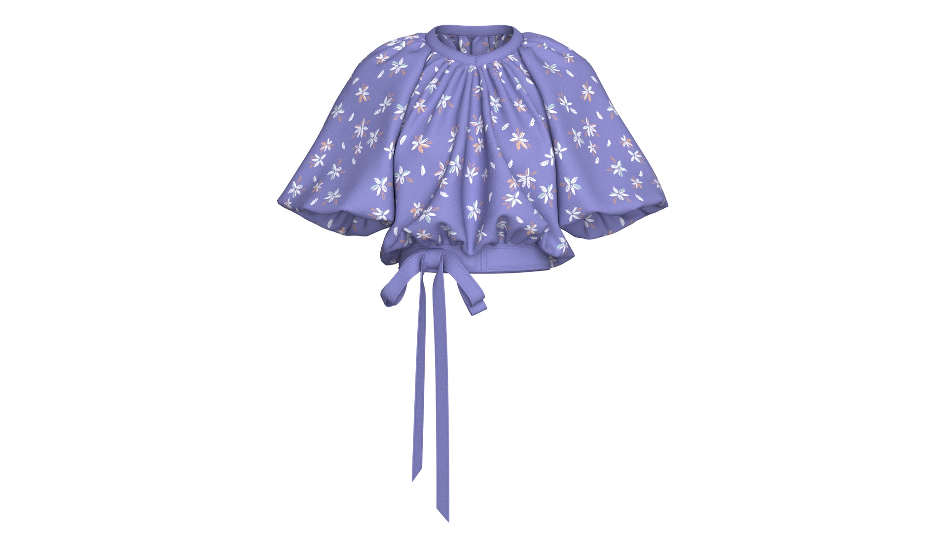 Media 1 for listing Girls Floral Printed Bubble - Hem Crop Top | High Poly