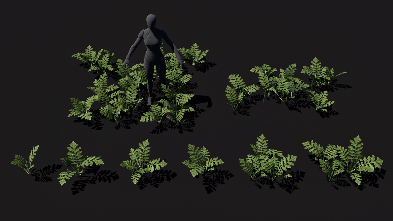 File multimediali per l'articolo Forest floor weeds green plant lowpoly game ready: 1