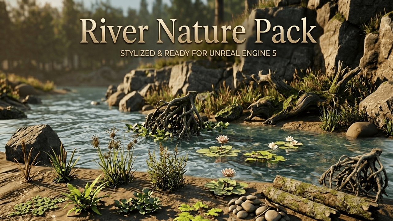 Media 1 for listing Wetland & River Props – 19 Game-Ready Meshes