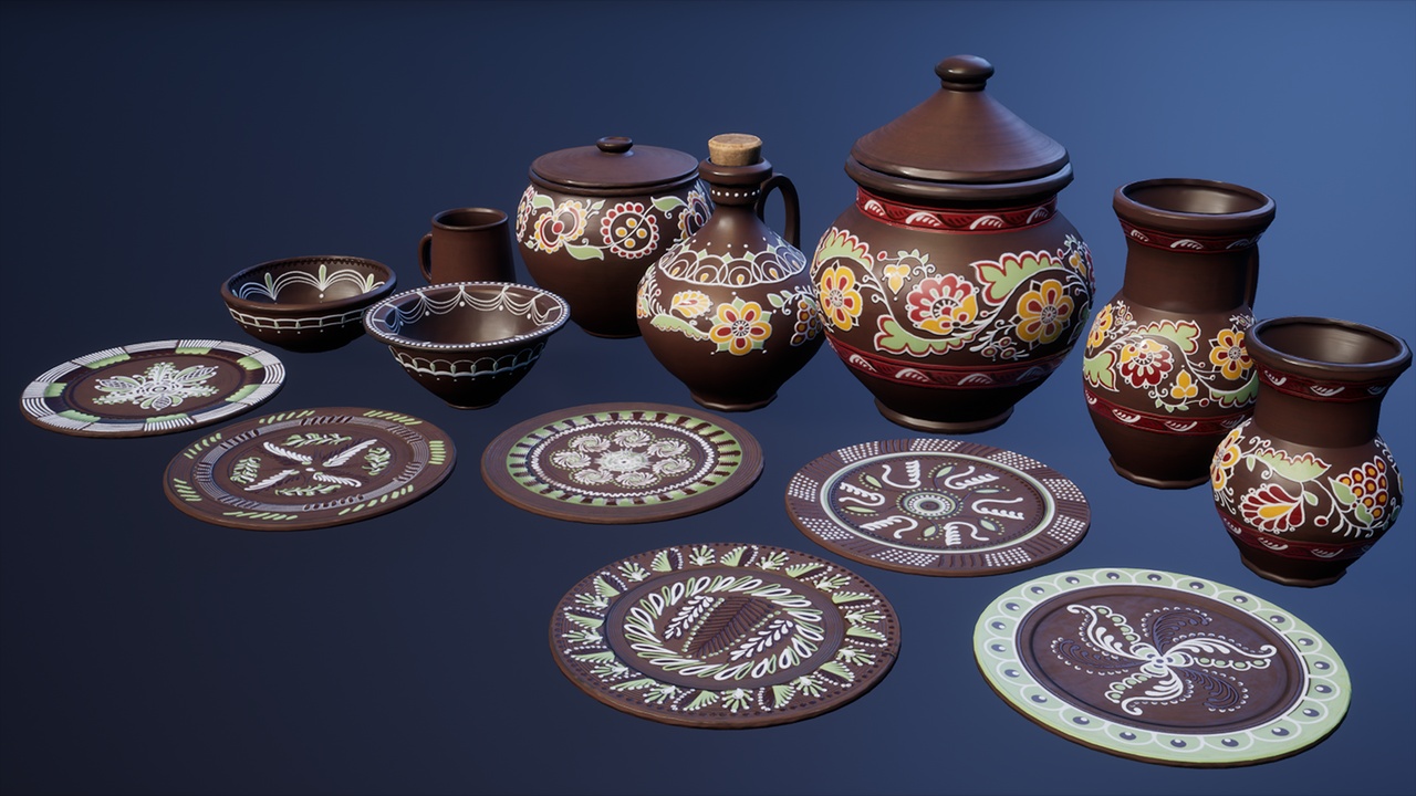 Media 1 for listing Ornamented ceramic pottery - pots and plates