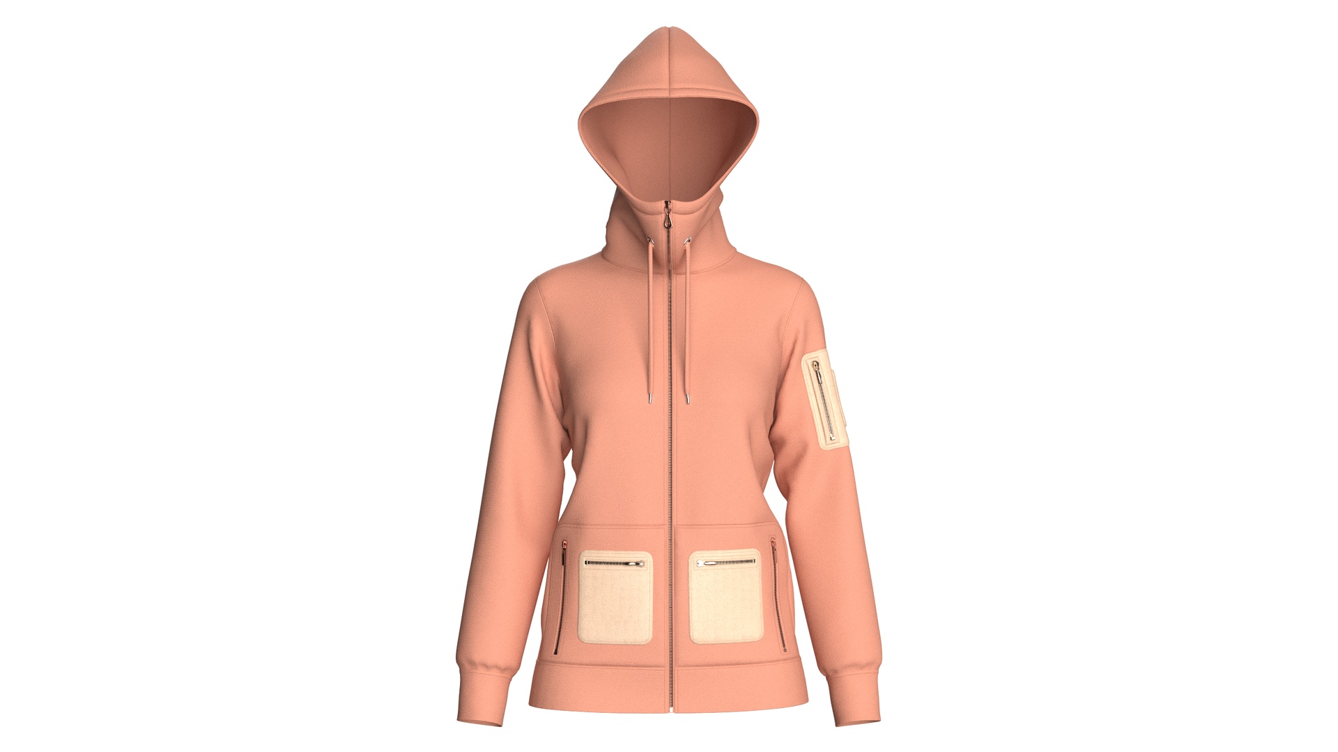 Media 1 for listing Girls Full - Zip Funnel Neck Hooded Jacket | High Poly