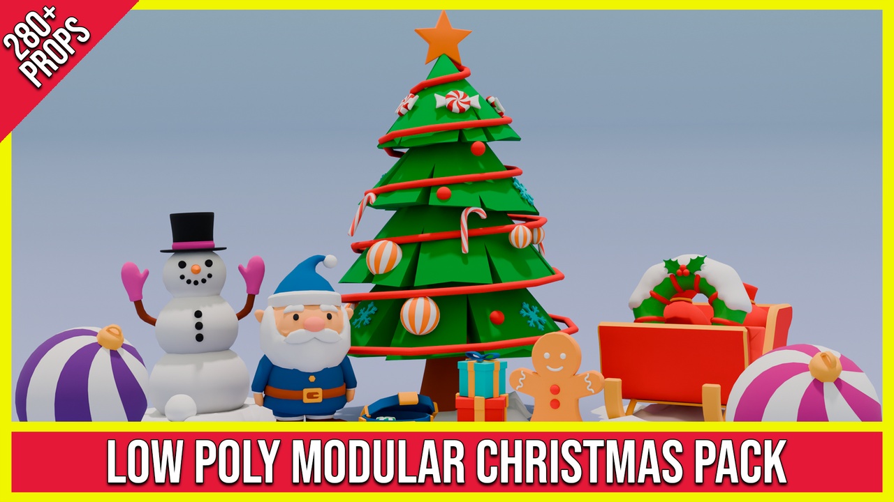 Media 1 for listing Low Poly Modular Christmas Pack (280+ Props)