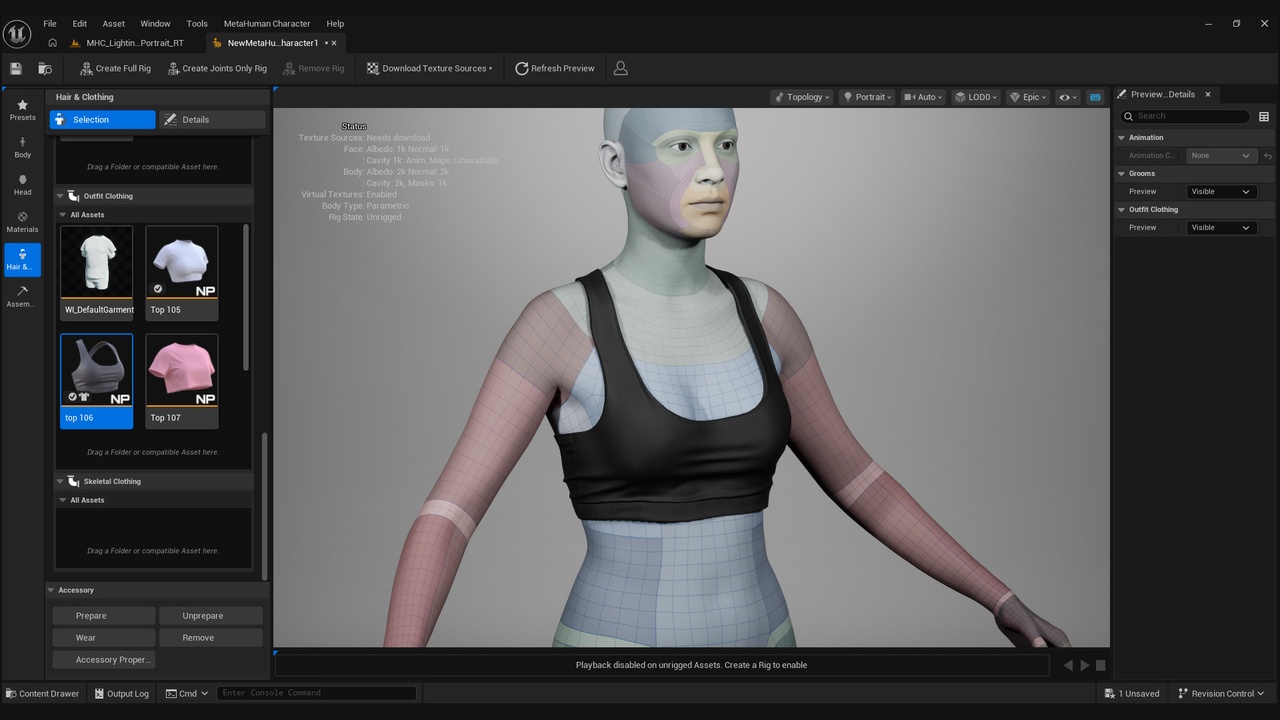 Media 1 for listing Sports Bra for Metahuman 106 - MHPKG