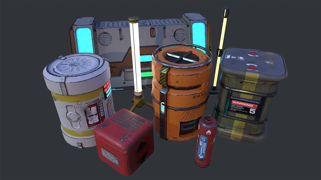 Media 1 for listing SciFi Industrial Warehouse Crate&Lamps Collection