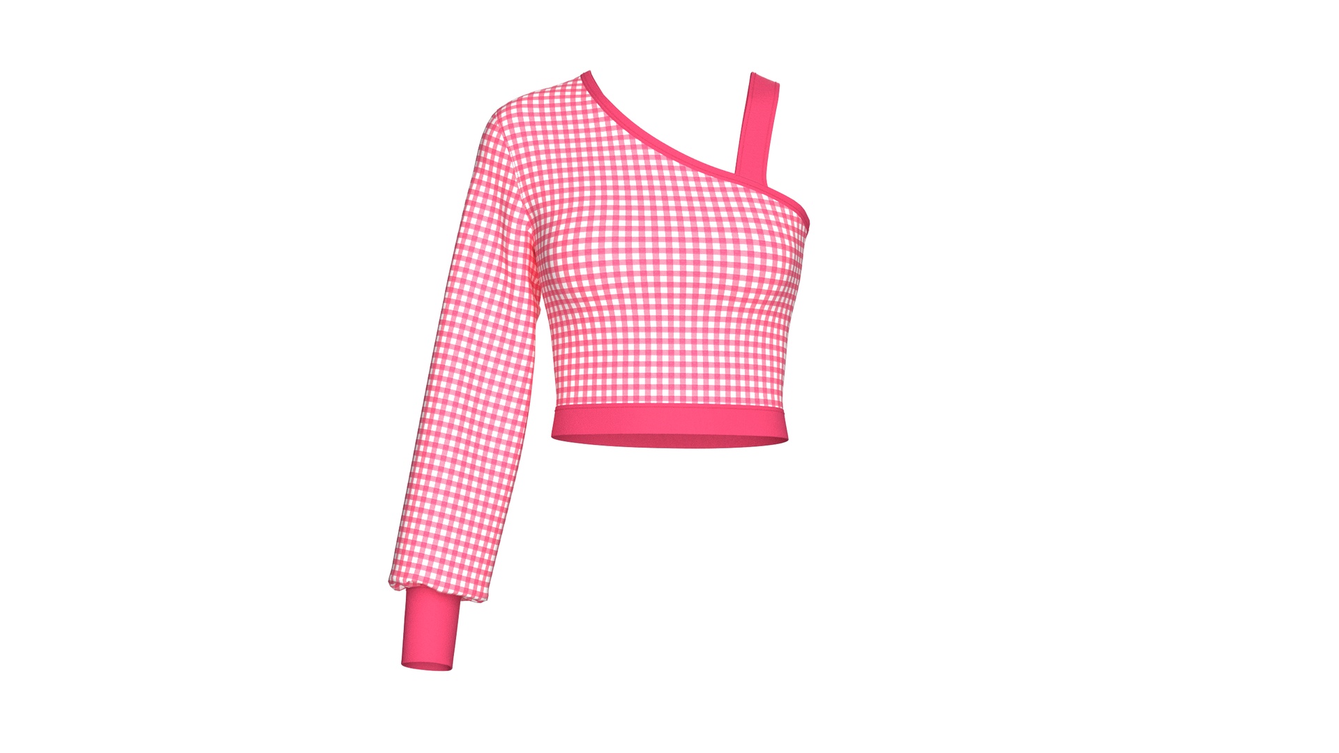 Media 1 for listing Girls Gingham Checkered One Shoulder Crop Top | High Poly
