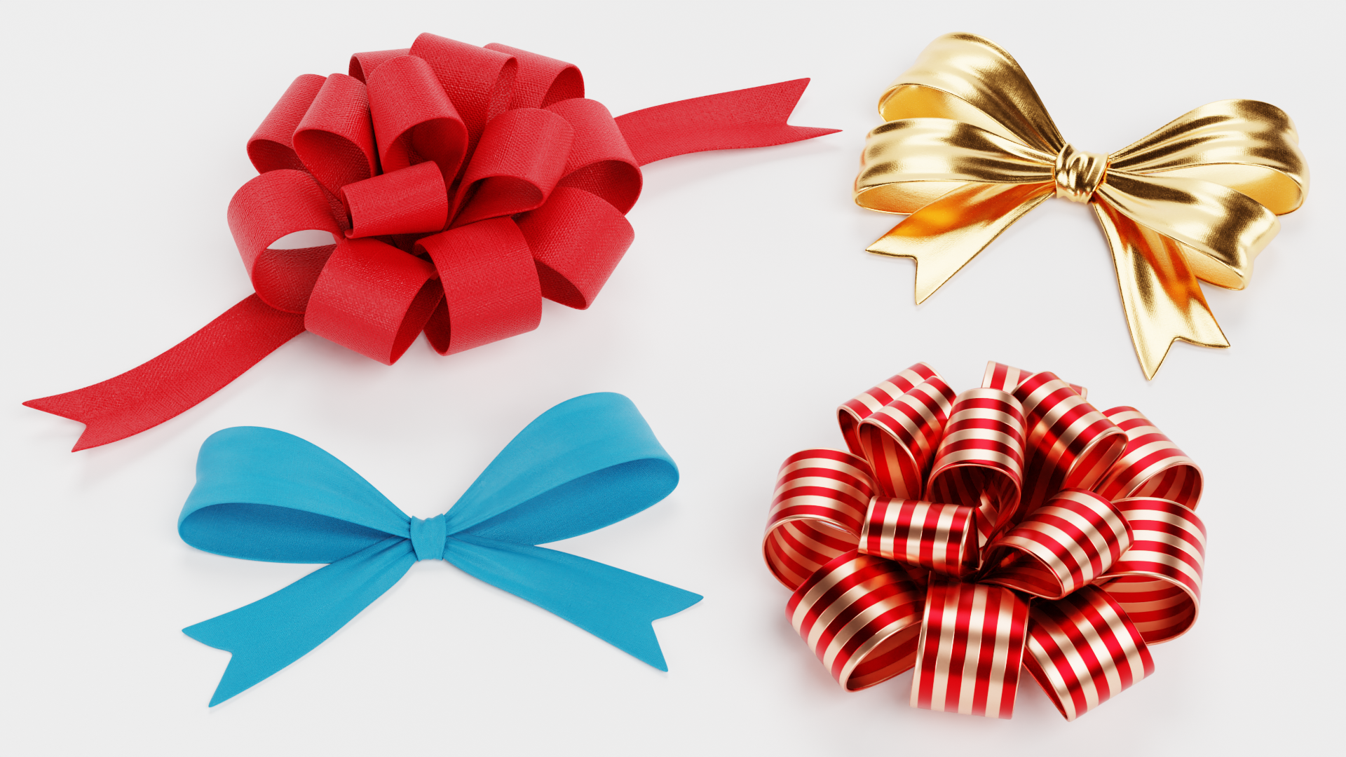 Ribbon Bow Collection - 4 Decorative Gift Wrapping Ornaments | Fab