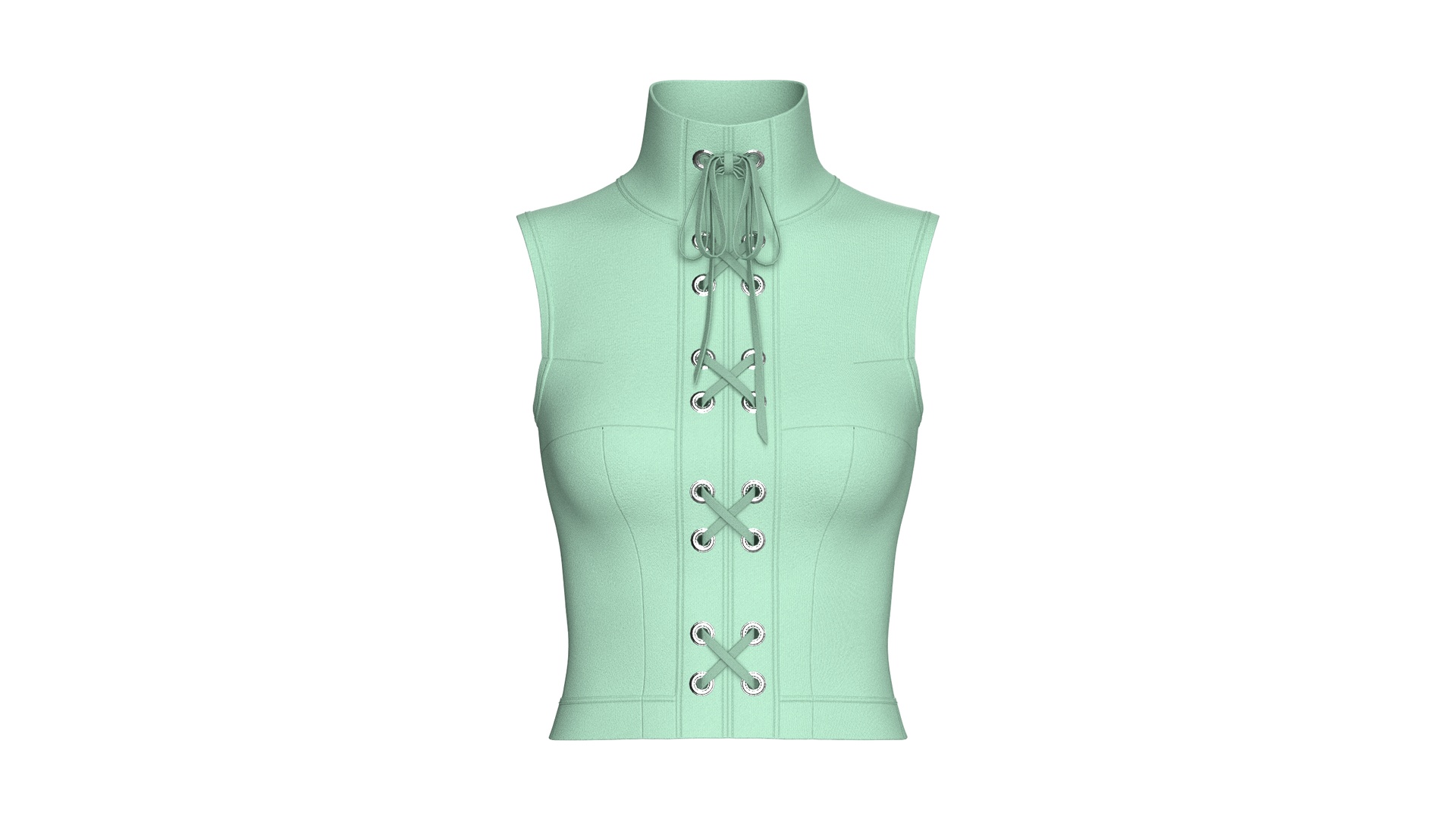 Media 1 for listing Girls High Neck Front Lace - Up Corset Top | High Poly