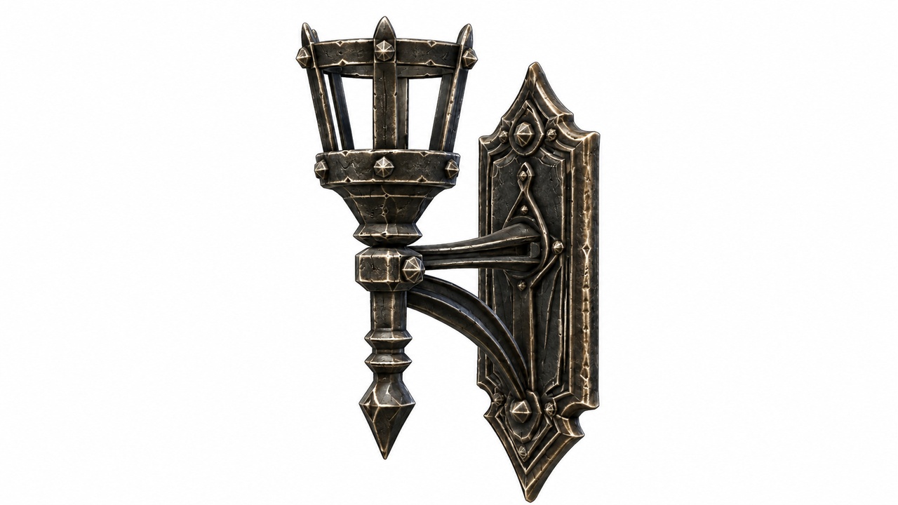 Media 1 for listing Fantasy Gothic Wall Torch Holder