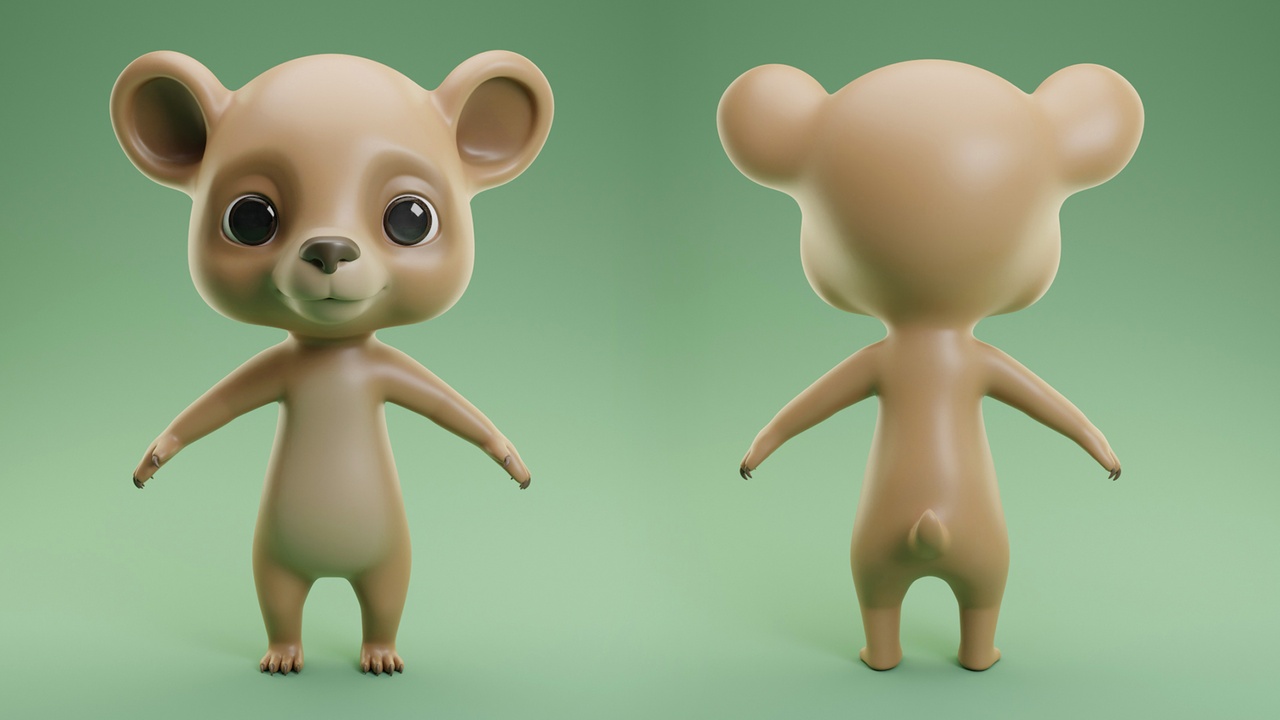 Media 1 for listing Bear Cartoon - Topology + UV Map