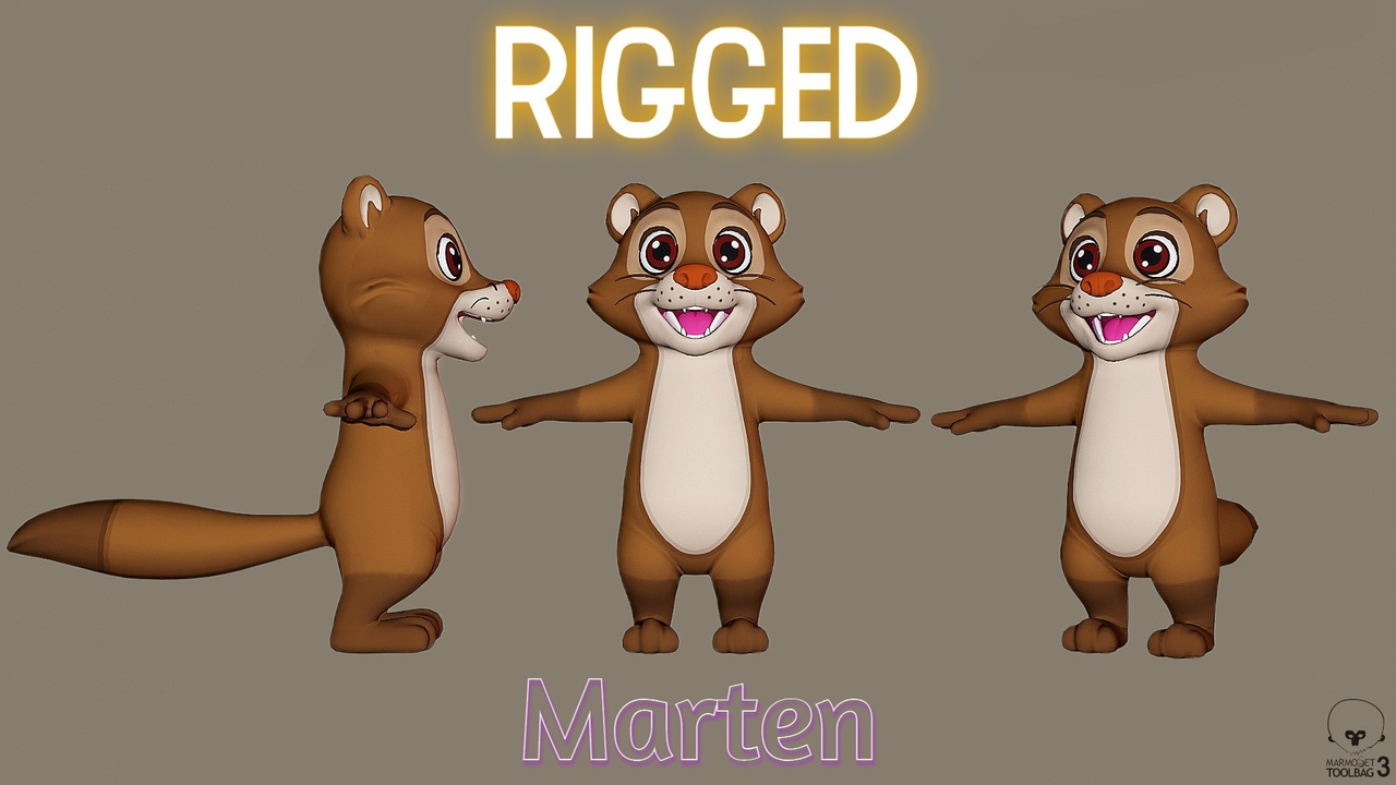 Media 1 for listing Rigged Brown Ferret Low-poly 3D model