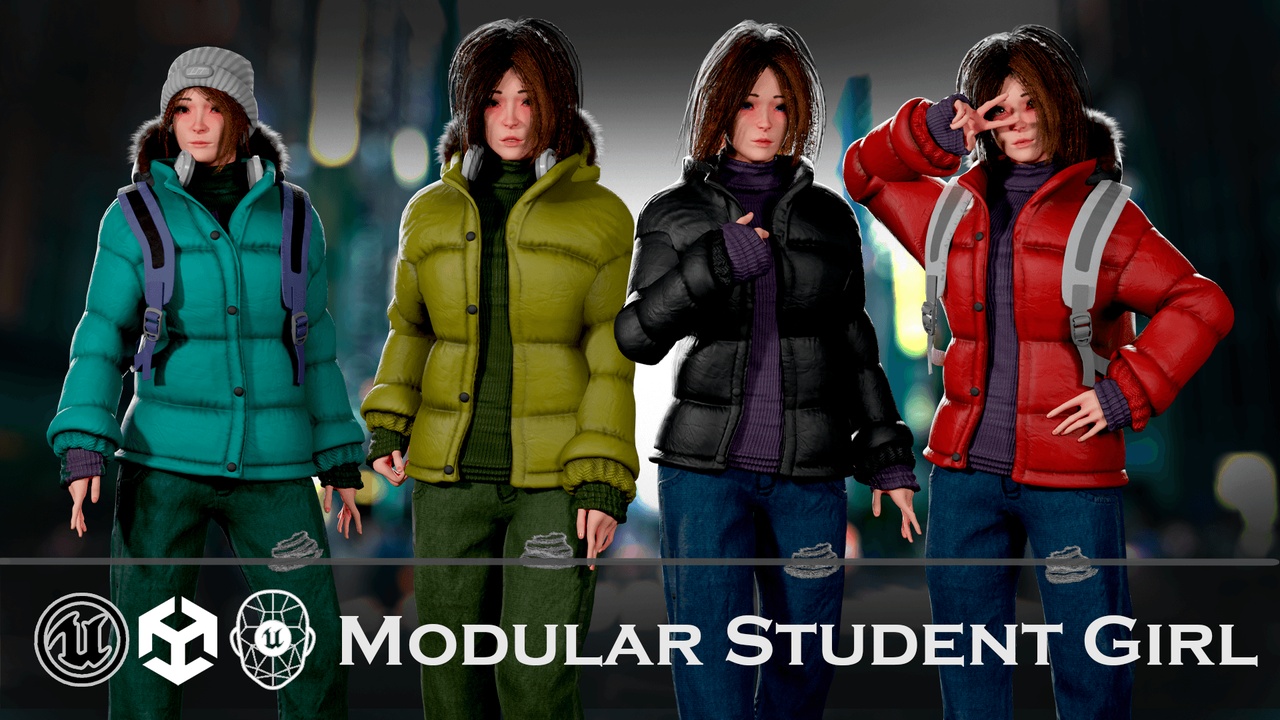 Media 1 for listing Urban Student Girl – Casual Winter Character