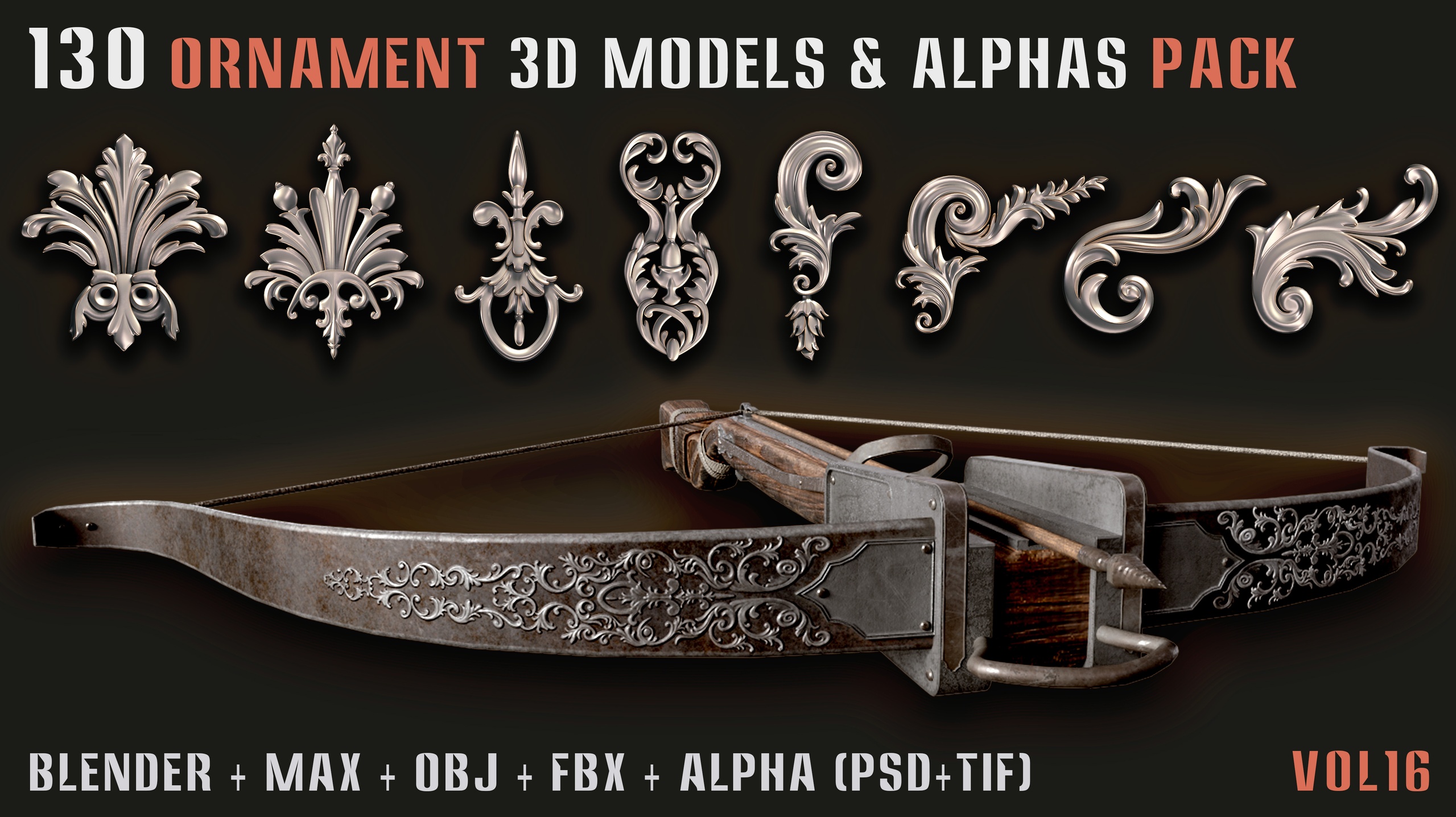 Media 1 for listing 130 Ornament 3D Models & Alphas Pack– Vol16