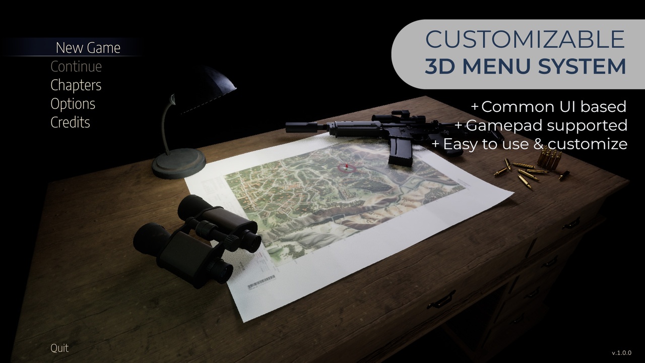 Media 1 for listing Game Main Menu - 3D UI - Gamepad - Common UI - Military