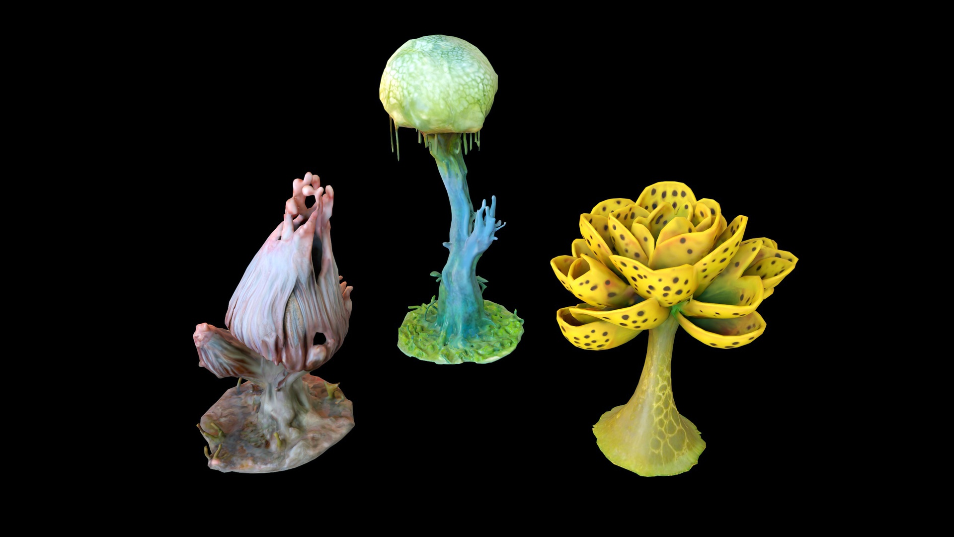 Media 1 for listing Alien Flora - 3 Stylized Fantasy 3d Plants (Free low-poly)