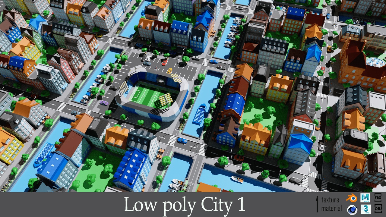 Cartoon City 1 - Low-poly asset pack 제품 등록을 위한 미디어 1개