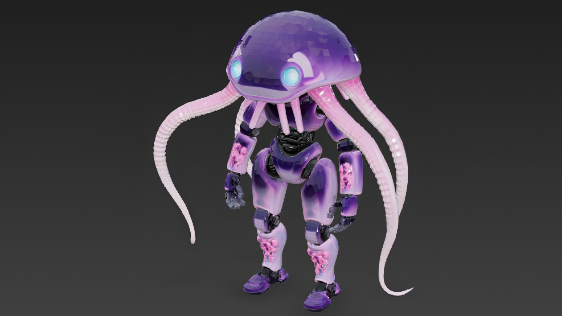 Pink Jellyfish Head Humanoid Robot | Fab