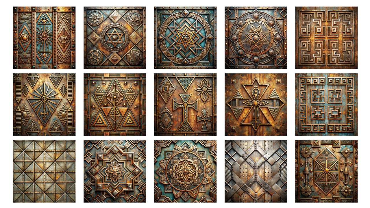商品 110 geometrical metal abstract textures 的媒体 1